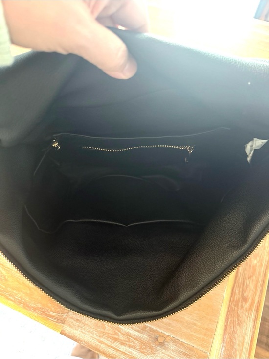 Fawn Design Black Leather backpack/ shoulder strap diaper bag with Gold Zipper main image 6